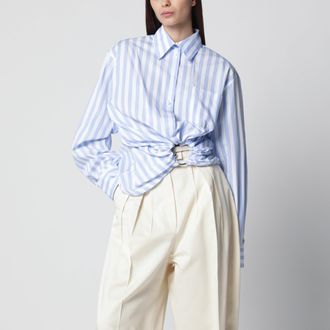 Sportmax Striped cotton poplin shirt in light blue