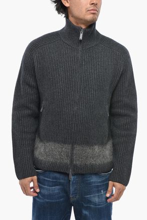 Dsquared2 Maglia in Misto Lana a Costine con Chiusura Zip Dsquared2