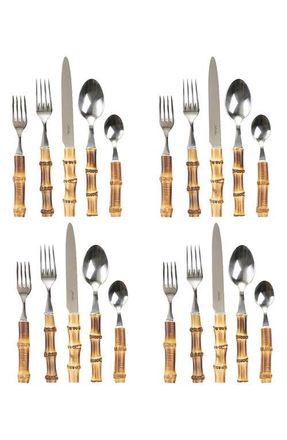 Juliska Bamboo 20-Piece Flatware Place Setting in Silver/Bamboo Natural at Nordstrom