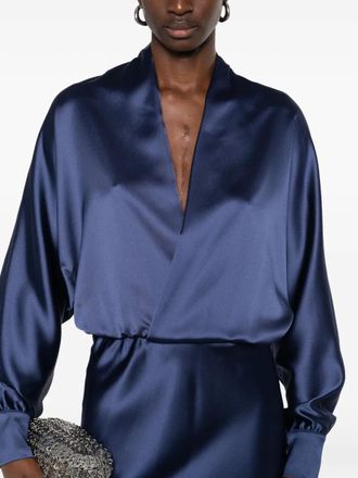 Atu Body Couture V-neck long-sleeve maxi gown - Blue