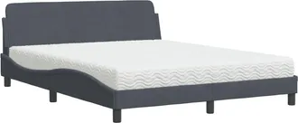 vidaXL Vidaxl - Cama Con Colch&oacute;n Terciopelo Gris Oscuro 160x200 Cm