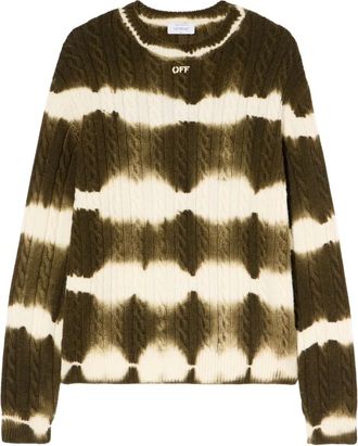 Off-white cable-knit tie-dye crewneck - men - Wool - L - Green