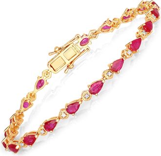 Diana M. Jewels Bkk Ruby Pears 5x3mm - 20Pcs + White Diamond F/C Round 1.10mm ( I1-I2/I color ) - 20Pcs ( White Pen Rhodium ) ( Box Lock With Double Safety )