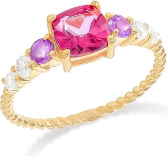 Tiramisu 14K Gold Plated Over 925 Sterling Silver Pink Topaz Rose Reverie Ring