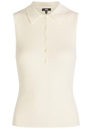 Paige Vest Ribbed Cotton-blend Polo top - White - S (UK8-10 / S)