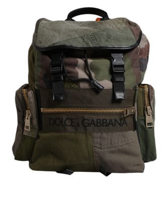 Dolce & Gabbana Militaire Groene Patchwork Schoolrugzak