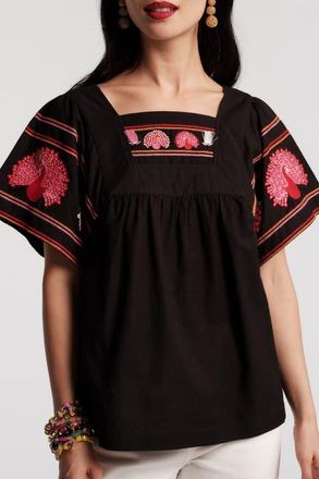 Frances Valentine Picnic Peacock Top in Black/multi at Nordstrom, Size X-Large