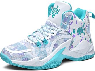 Generic Mens Basketball Shoes are Breathable Shock-Absorbing Anti Slip Wear-Resistant Trendy Sports Training Boots Walking Shoes(White Green,5.5 UK)