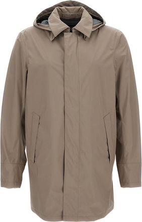 Herno Minimalist Microfiber Raincoat with Removable Hood