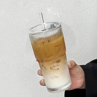 OEM Vaso De Vidrio Con Tapa Y Pajita De 600 Ml Para Caf&eacute;, Cerveza, Batidos, Tazas De Viaje, C&oacute;cteles Y T&eacute; (1 Unidad)