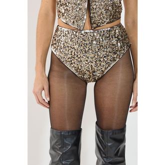NASTY GAL Cluster Hand Embellished Booty Shorts in Gold at Nordstrom, Size 12