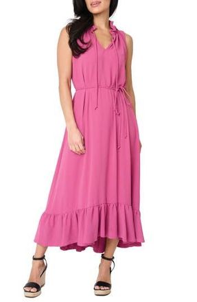 Gibsonlook Sienna Split Neck Tie Waist Ruffle Hem High-Low Dress in Raspberry Rose at Nordstrom Rack, Size Xx-Small