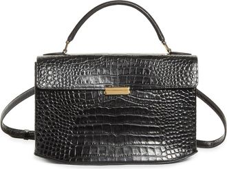 Toteme Clip Croc-Embossed Leather Top Handle Bag in Black at Nordstrom