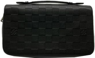 Louis Vuitton Damier Infini Black Leather Long Wallet (Bi-Fold) (Pre-Owned)