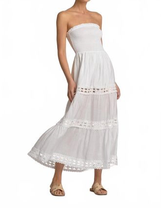 Elan Turks Strapless Maxi Dress With Crochet Detail In White