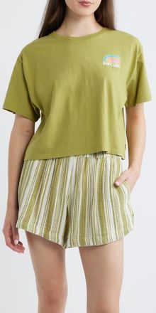 Rip Curl Surf Side Crop Graphic T-Shirt in Green Olive at Nordstrom, Size Xx-Small