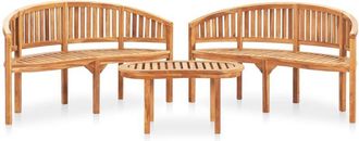 vidaXL 3 Piece Banana Garden Lounge Set Solid Teak Wood vidaXL