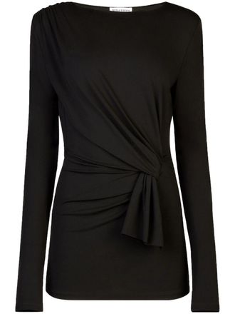 Nina Ricci long-sleeve draped wrap top - women - Viscose Crepe/Elastane - 36 - Black