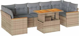 vidaXL Set Sof&aacute;s Jard&iacute;n Y Cojines 8 Pzas Rat&aacute;n Sint&eacute;tico Acacia Beige Vidaxl