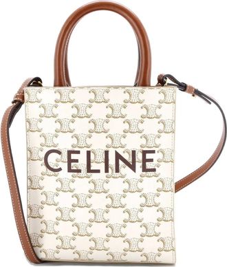 Celine Vertical Cabas Tote Triomphe Coated Canvas Mini satchel - Beige