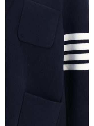 Thom Browne Mens Jacket Four-Bar Sleeve Wool Navy (fleece) Coat