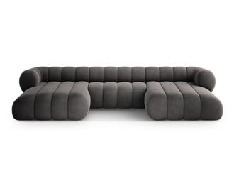 Cosmopolitan Design Sof&aacute; panor&aacute;mico 6 plazas de terciopelo gris