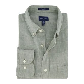 GANT Casual Green Linen Shirt - male - Gant - Casual Shirts - Green - M - Shirts