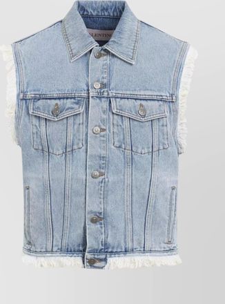 Valentino denim vest flap pockets