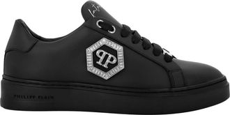Philipp Plein Schoenen, Dames, Zwart, 38 EU, Leer, Lo-Top Sneakers Fatale
