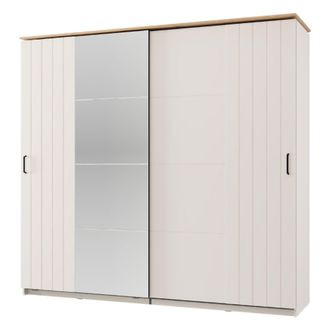 Dmora Armario 2 Puertas Aurovi, Ropero Dormitorio 2 Estantes, Perchero, Puerta Corredera, 220x205h Cm Blanco Crema