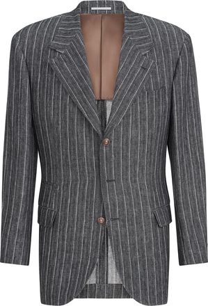 Brunello Cucinelli Chalk stripe chevron blazer in Anthracite at Nordstrom, Size 56 It