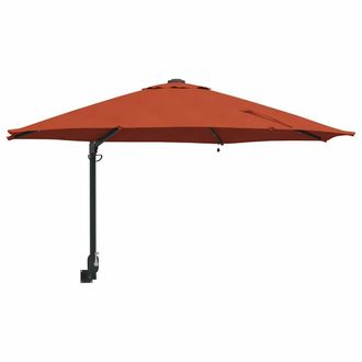 Berkfield Home Wall-mounted Garden Parasol with LEDs Terracotta 248 cm in Orange