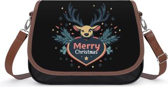 Generic Merry Christmas Crossbody Bags for Women Fashion Leather Shoulder Handbags With Adjustable Strap