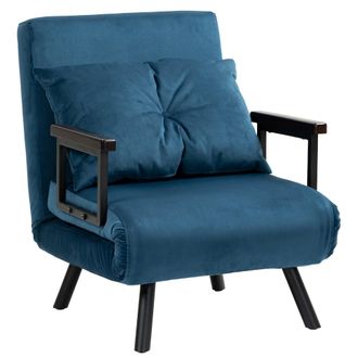 HOMCOM Click Clack Single Chair Bed Settee For Living Room - Guest Room - Blue | TJ Hughes