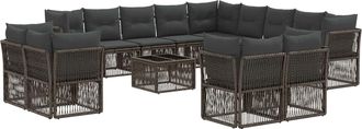 vidaXL Conjunto De Sof&aacute;s De Jard&iacute;n 14 Uds. Gris Rat&aacute;n Sint&eacute;tico Vidaxl