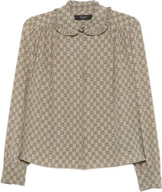 Gucci Zijden Twill Blouse - Dames - Overhemden - Beige - XS - Overhemden