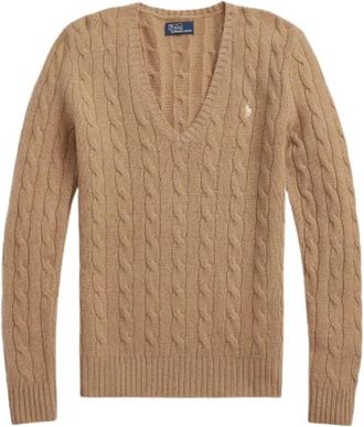Polo Ralph Lauren Kimberly V-hals Truien - Dames - V-hals truien - Bruin - S - Wol - Truien & Vesten