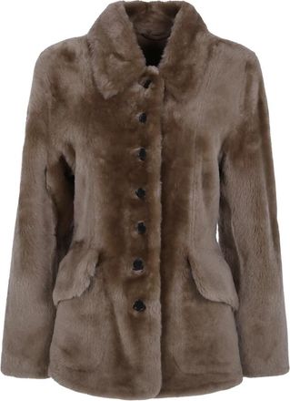 By Malene Birger Adeline Shearling Jas - Dames - Jassen - Bruin - XS - Leer - Jassen