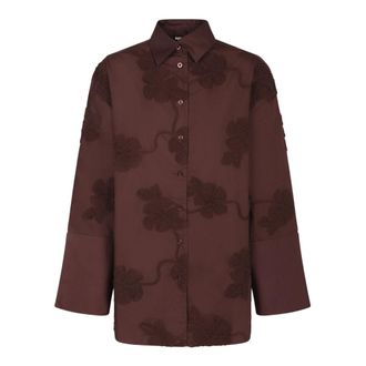 Rotate Rotate Birger Christensen, Dames, Blouses & Shirts, Bruin, Maat: XS Katoen