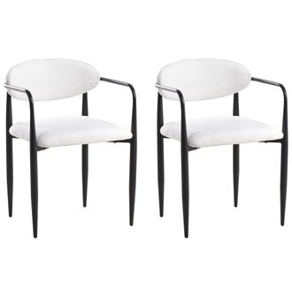 Beliani Beliani - Conjunto De 2 Sillas De Comedor De Estilo Moderno De Mediados De Siglo Estructura Met&aacute;lica Asiento Tapizado Respaldo Blanco Crema Tanevik