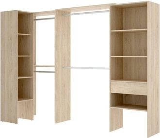 Dmora Guardaroba Arera, Struttura per cabina armadio angolare, Mobile appendiabiti aperto ad angolo, 248x79h187 cm, Rovere, con imballo rinforzato - Dmora