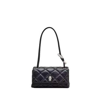 Marc Jacobs the Mini Dual Black Diamond-quilted Crossbody Bag With Top Handle In Leather Woman