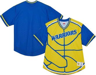 Mitchell & Ness Mens Mitchell & Ness Gold Golden State Warriors Jumbotron 3.0 Mesh V-Neck T-Shirt at Nordstrom, Size Large