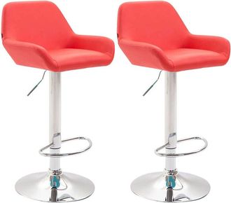 Clp Set 2 Taburetes De Bar Braga En Cuero Pu Rojo Cromado