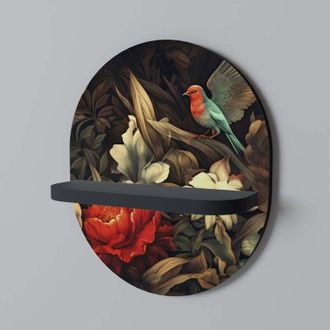OEM Estante Ovalado Negro Botanical Birdsong