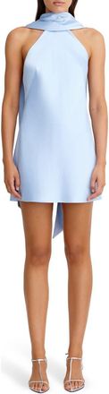 Significant Other Lucile Scarf Detail Halter Neck Satin Cocktail Minidress in Ice Blue at Nordstrom, Size 10 Us