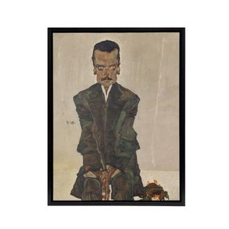 Artery8 Portrait of the Publisher Eduard Kosmack Schiele Framed Canvas Art in Beige | Size: W24 x H32