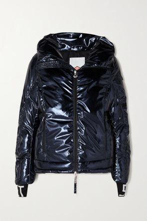 Jet Set Joanna Hooded Quilted Padded Metallic Ski Jacket - Blu