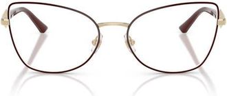 Jimmy Choo London 55mm Cat Eye Optical Glasses in Pale Gold/Red /Demo Lens at Nordstrom