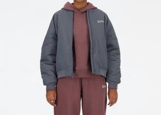 New Balance Womens Woven Bomber Jacket In Graphite